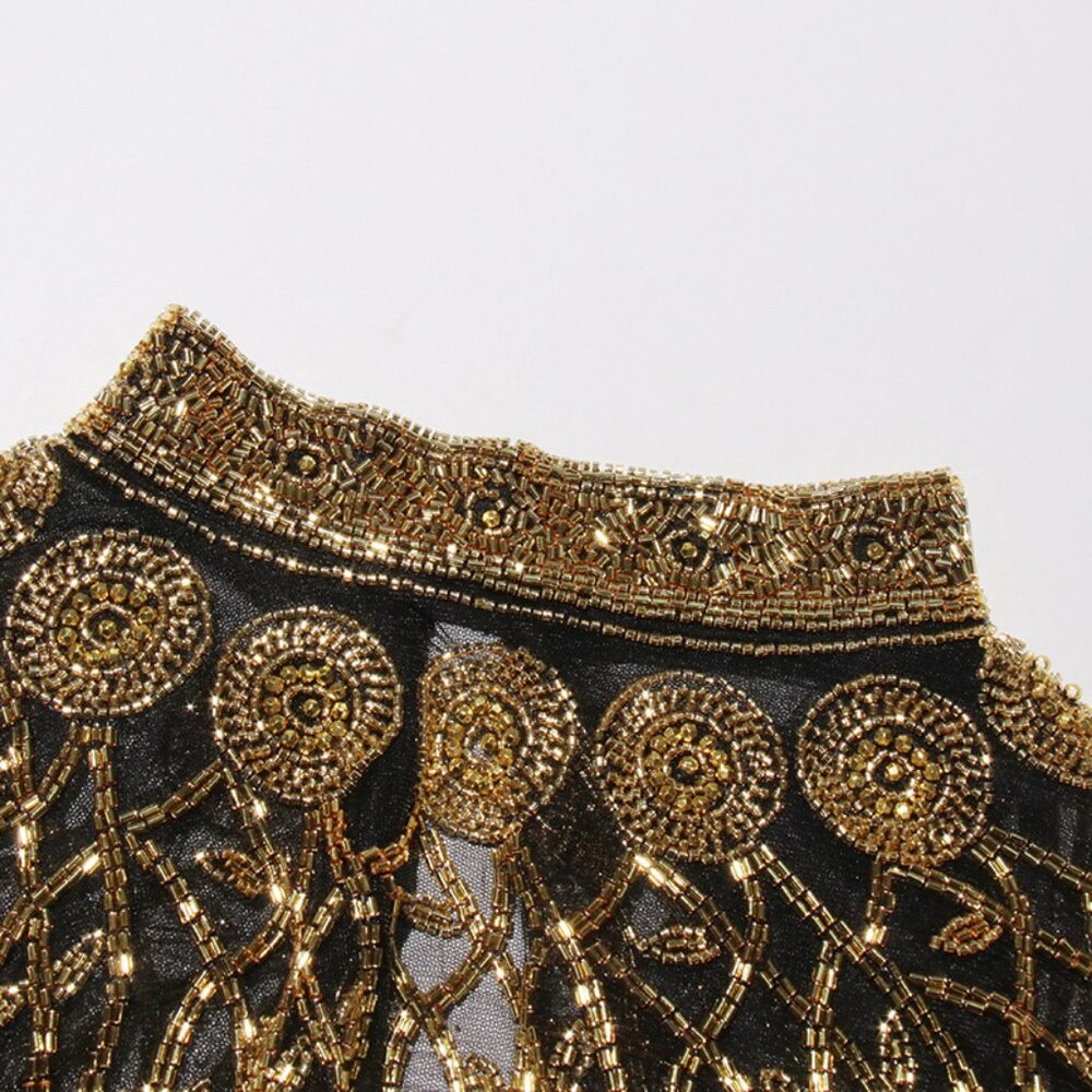 Glamorous Hand-Beaded Capelet - Sparkling Fringe Shawl Overlay - Picture 12 of 12